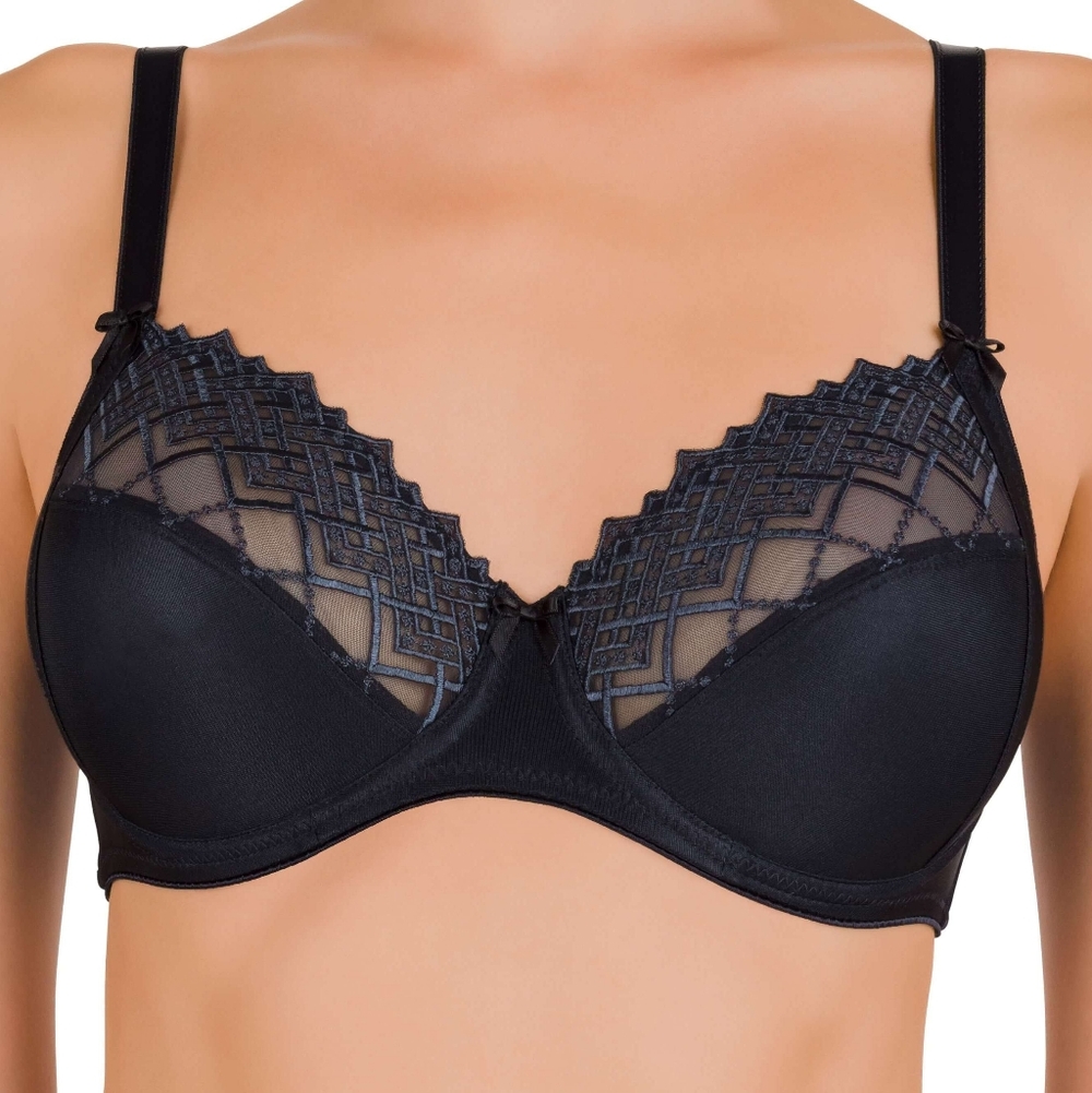 Felina Black Satin and Lace Undewire Bra